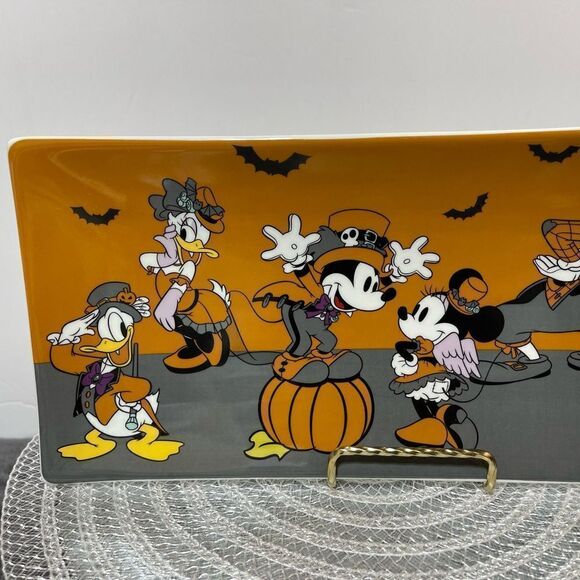 Disney Mickey Mouse and Friends Halloween Ceramic Rectangular Tray NWT - Picture 3 of 7